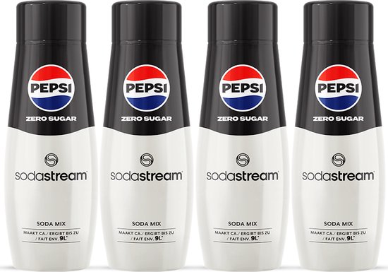 SodaStream Pepsi Zero siropen - Cola smaak - Goed voor 36L bruisende drank - 4 stuks - 4x440ml