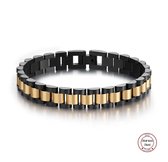 Presidente stijl armband | Horlogeband Stijl | Goudkleurig&Zwart | Staal | 10mm | Inclusief Pin Remover |