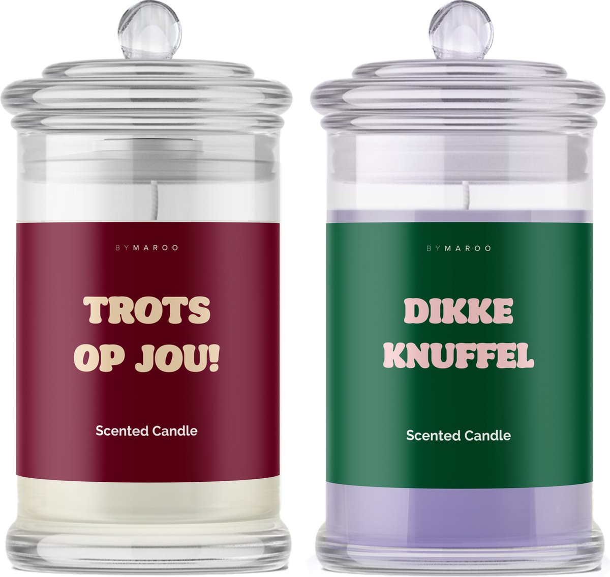 Kaarsen geschenkset - Trots op Jou Dikke Knuffel - Cotton & Lavendel Geurkaarsen in Glas met Tekst - Verjaardag Cadeau Vrouw, Man, Vriendin, Vader, Moeder - Geschenkset - Happy Birthday - Geslaagd - Cadeautje voor Haar Hem