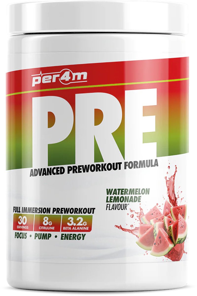 Goedkoopste Per4m - Pre Workout Stim - 570g - Watermelon Lemonade - pre-workout