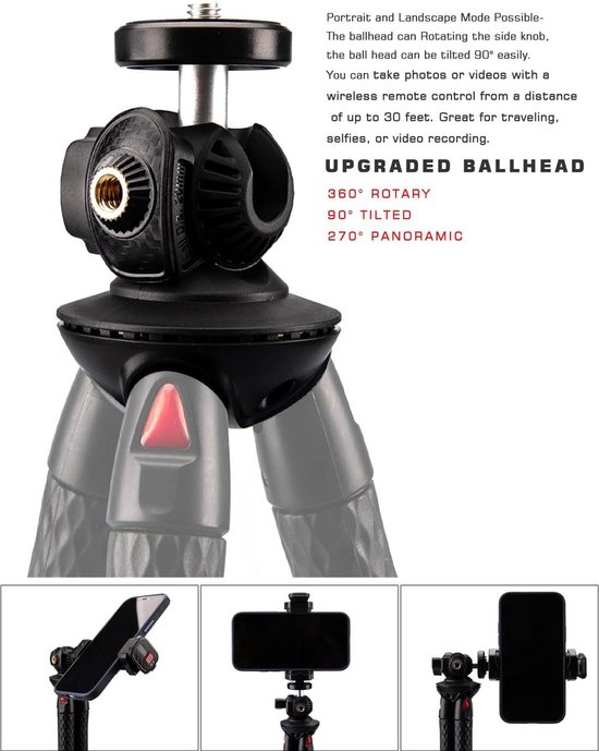 Lammcou Camera Tripod, 3-in-1 Mobile Phone Tripod, Flexible Mini Tripod