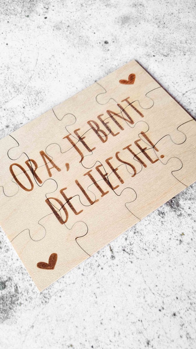 Houten puzzel A5 | Opa, je bent de allerliefste | Cadeautje voor opa | vaderdag cadeau