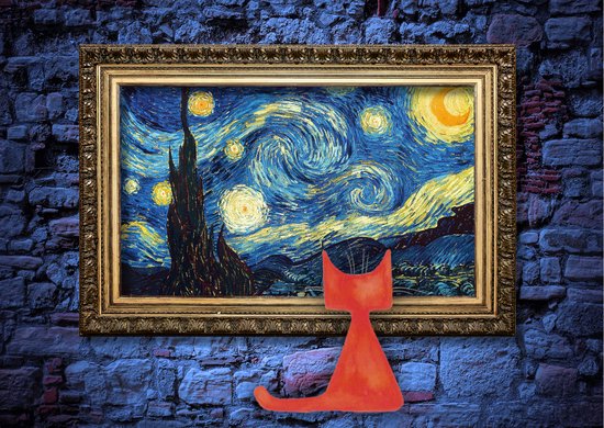 Foto: Maxzcat loves van gogh street art kaarten prijs is inclusief verzendkosten cadeau voor liefhebbers van van gogh made in amsterdam van gogh kunstkaarten rode katers illustratie kaarten