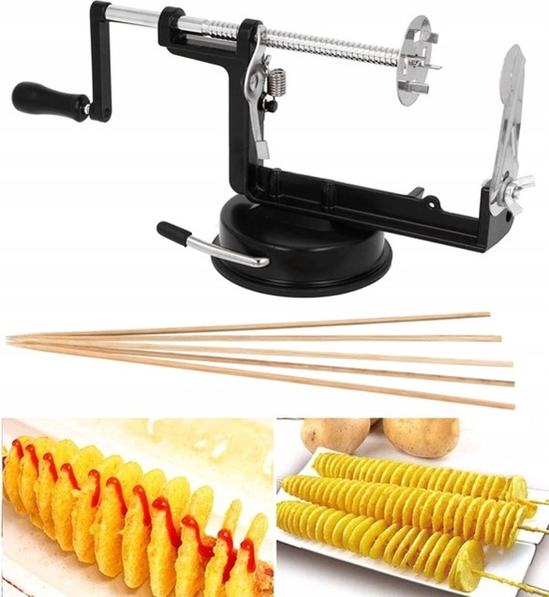 Brunbeste Aardappelschiller - Chipsmaker - Aardappel Twister Spiraalsnijder Schiller - Zwart