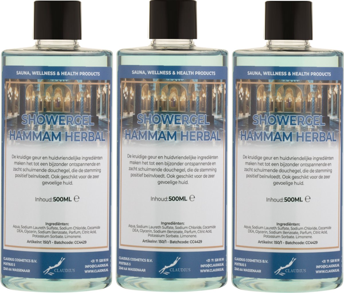 Goedkoopste Douchegel Hammam Herbal 500 ml - met klepdop - set van 3 stuks - Showergel