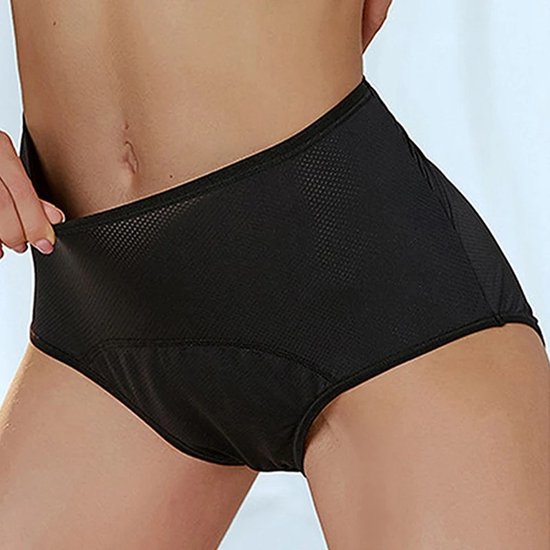 Happyslips Sous-vêtements menstruels - 4 pièces - Sous-vêtements menstruels - Taille haute - Respirant - Anti-fuite - Zwart - Taille XL