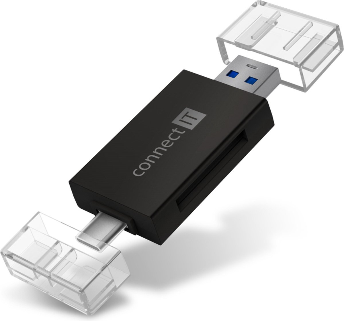Connect IT CFF-1020-BK geheugenkaartlezer USB 3.2 Gen 1 (3.1 Gen 1) Type-A/Type-C Zwart