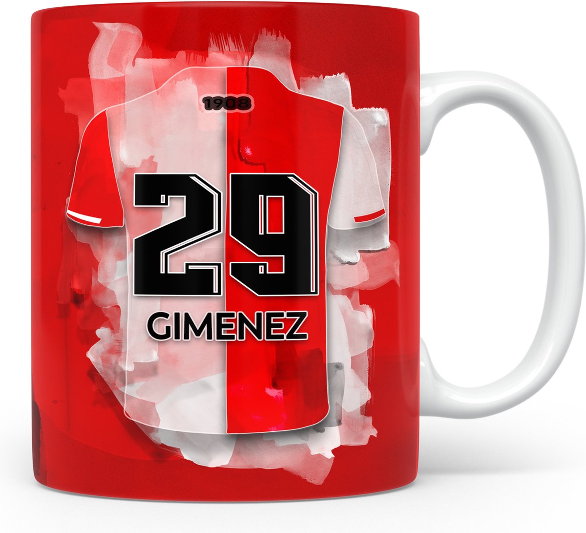Wallofprints Gimenez voetbalmok voetbal mok Keramische mok met inhoud van 330 millimeter Magnetron- en vaatvasserbestending