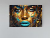 Peinture sur toile - Femme Visage Doré - Coloré - 60x40x2 cm