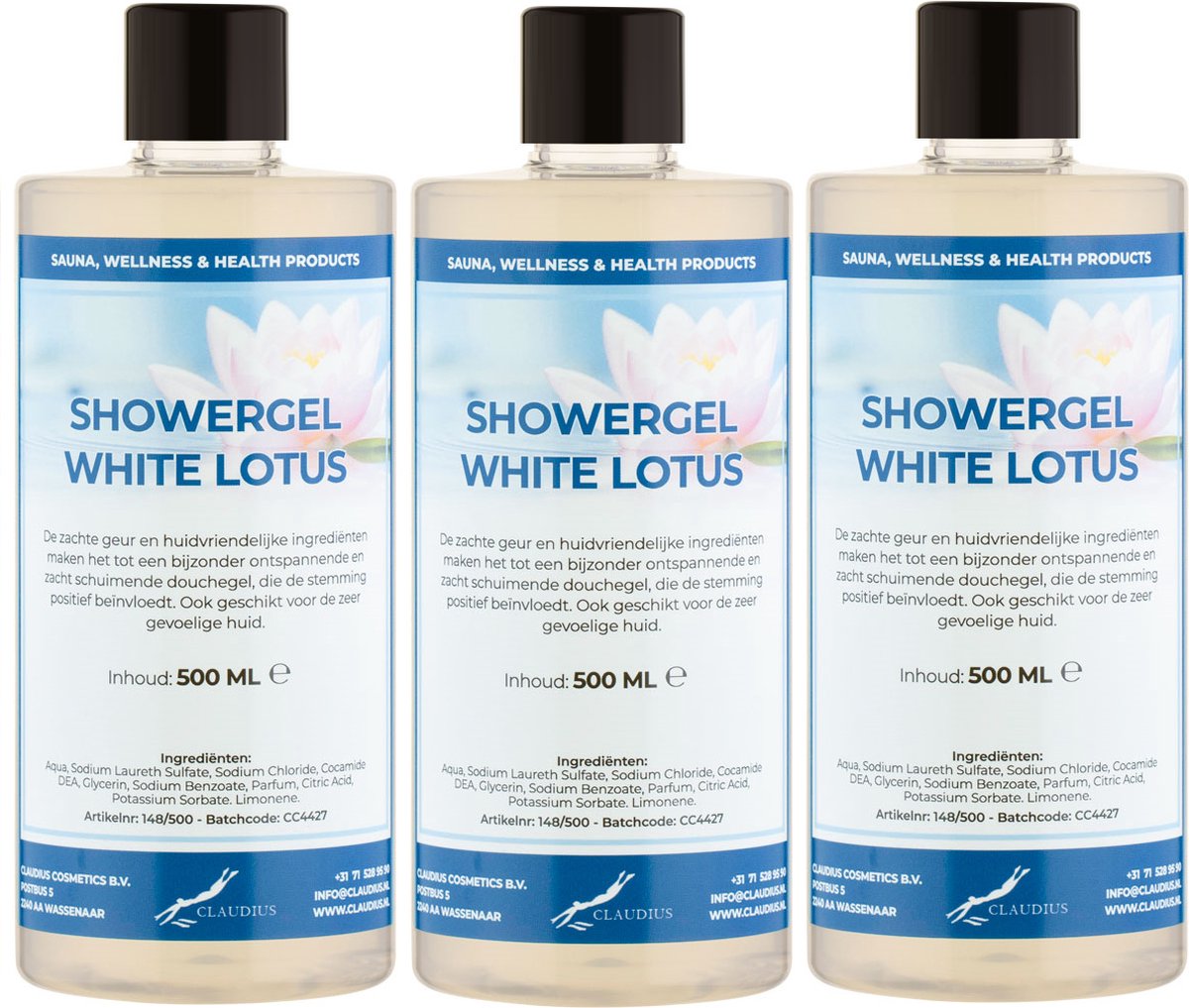 Goedkoopste Douchegel White Lotus 500 ml - set van 3 stuks - Showergel