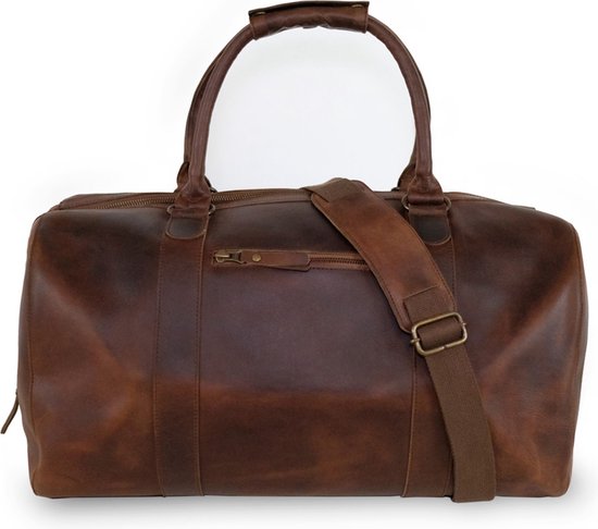 BUCKLE & SEAM Cuir Sac de voyage Willow Dot Weekender Brown Marron foncé