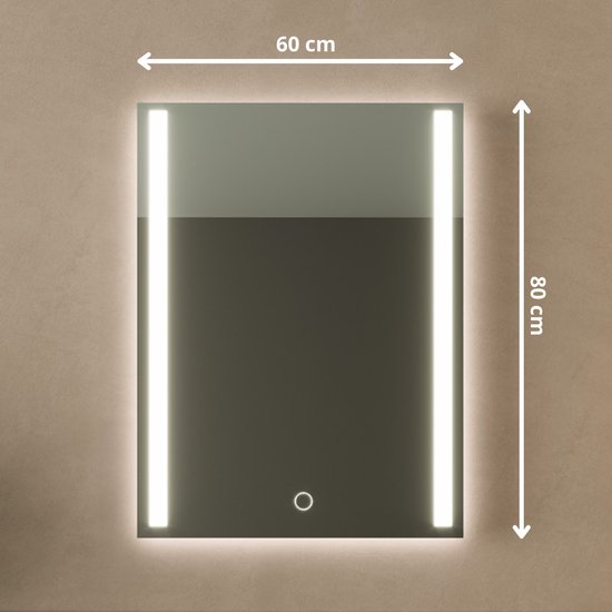 Ben Oblon Spiegel - met LED Verlichting en Anti-condens 140x80 cm - Mat