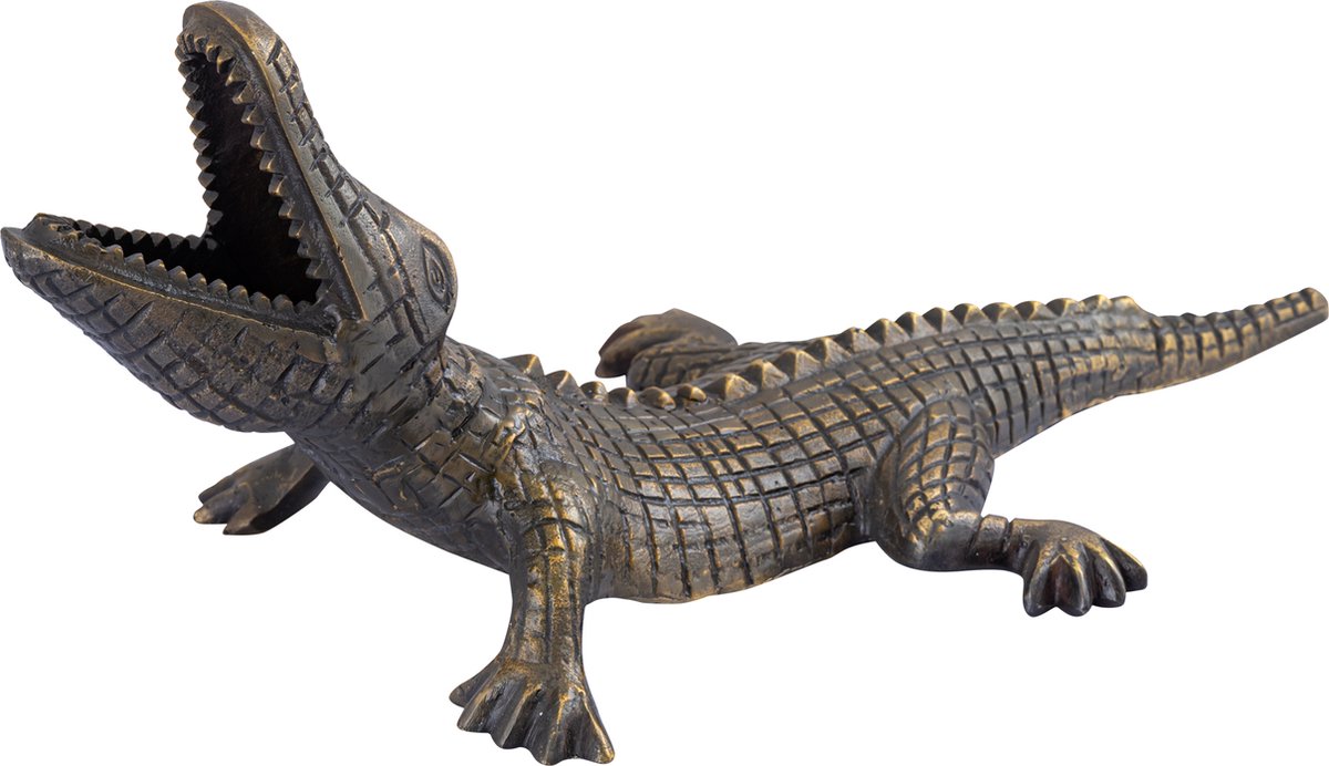 PTMD Ermin Bronze casted alu Crocodile statue L 65 x 33 x 25 cm - aluminium gegoten beeld krokodil in bronskleur