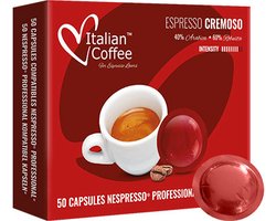 Espresso Koffie - Italian Coffee Cremoso - 50 koffiepads - Capsules voor Nespresso® Pro koffiezetapparaten