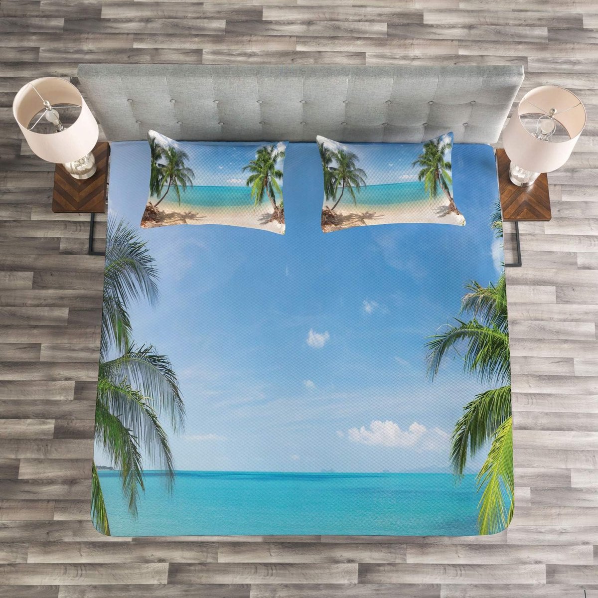 Parade Home® Ocean Bedprei set- Sprei 220x220 -Kussenslopen 75x50cm- Bedsprei 2 persoons- Licht Blauw- Beddengoed- Slaapkamer- Spreien-Dekens-Wonen