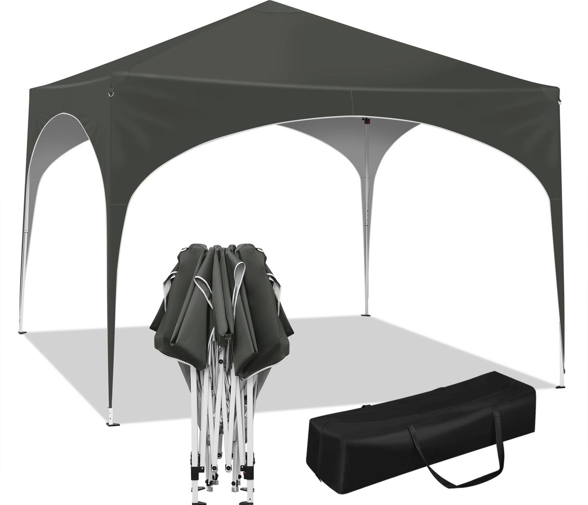 T&L Store Partytent Opvouwbaar Partytent 3x3m Pop-Up Waterdicht Hoogte Verstelbaar UV-Bestendig Grijs