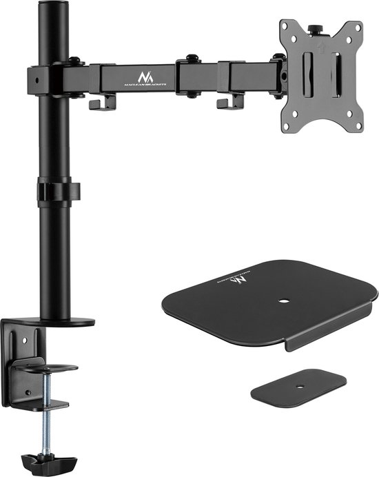 Foto: Maclean monitorbeugel monitorstandaard bureausteun voor lcd monitor dubbele arm vesa 75x75 en 100x100 17 32 8kg en tafelbladversteviging voor monitortafel