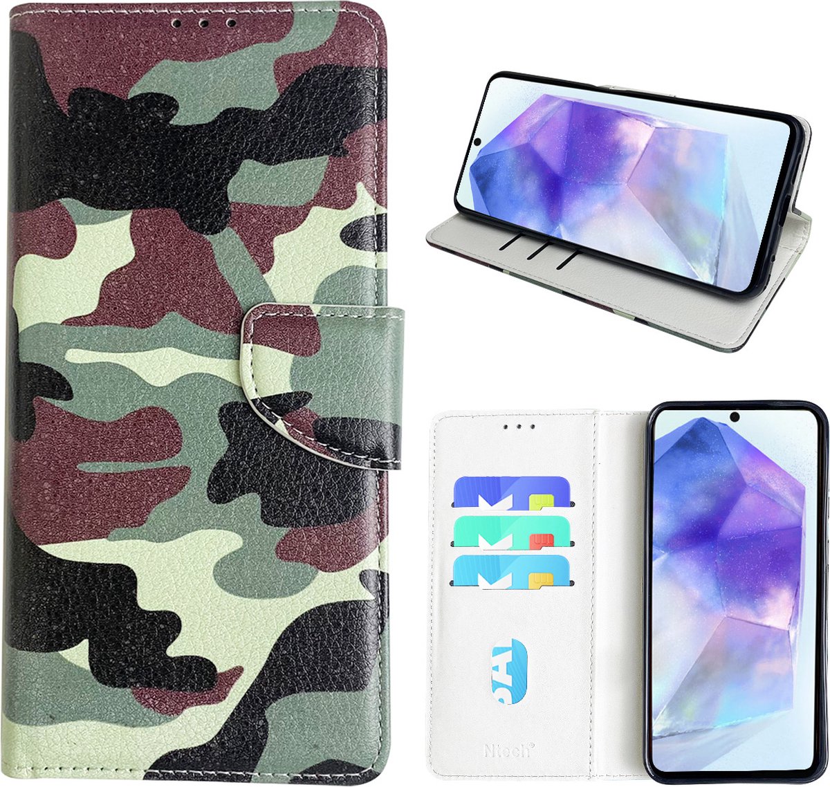 Hoesje geschikt voor Samsung Galaxy A55 Bookcase met camouflage print