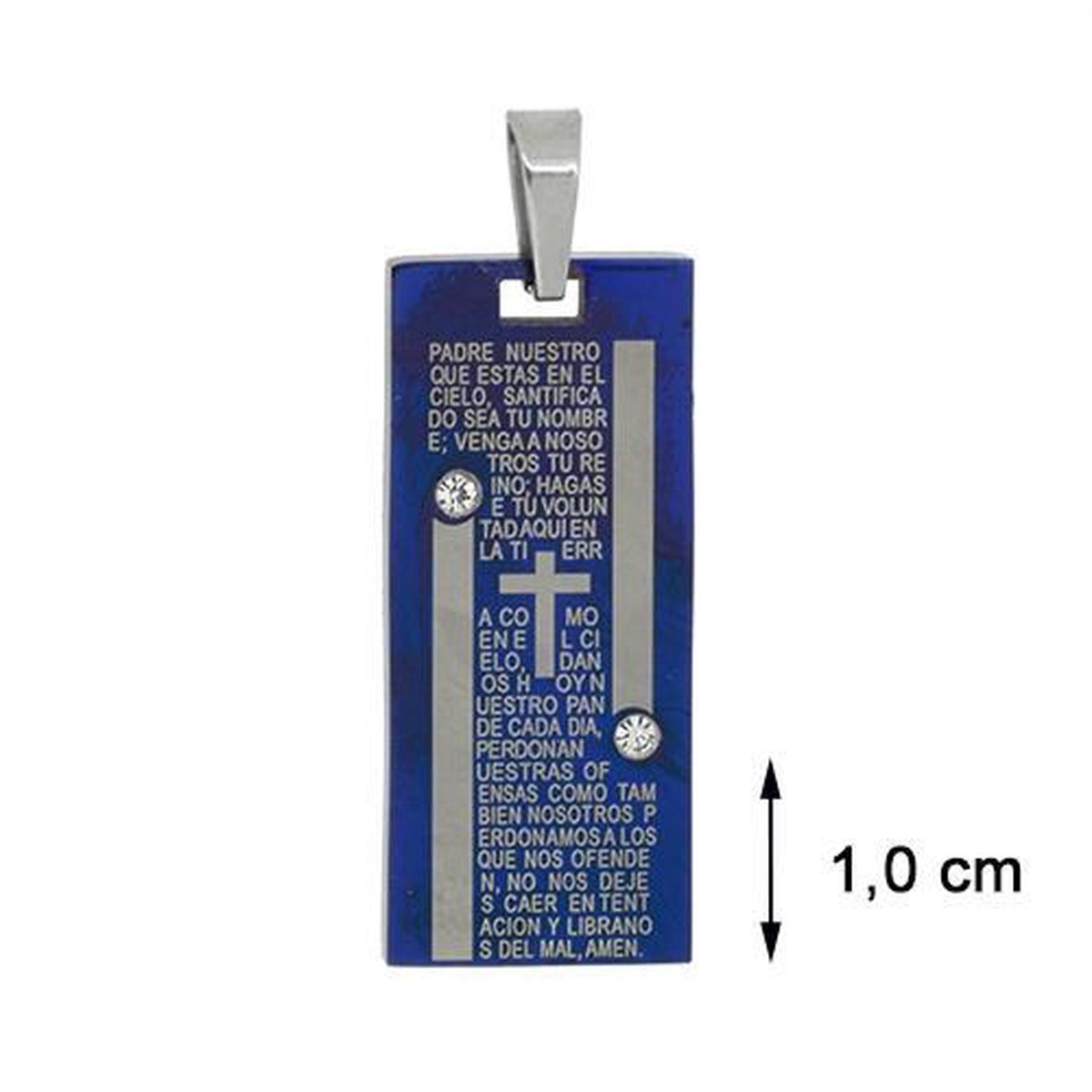 Blinx Jewels Stalen Hanger Plaat Kruis Steentjes Zirkonia