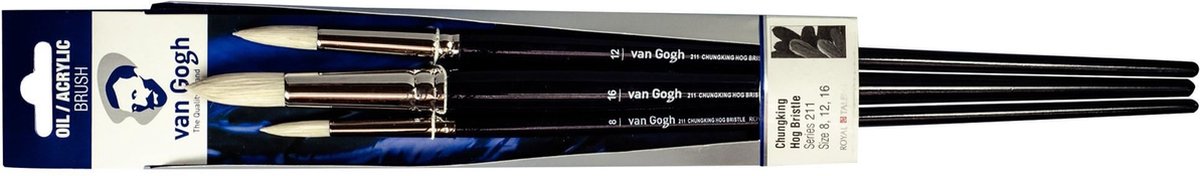 Penselen set serie 211 nrs 8-12-16 FSC olieverf acrylverf