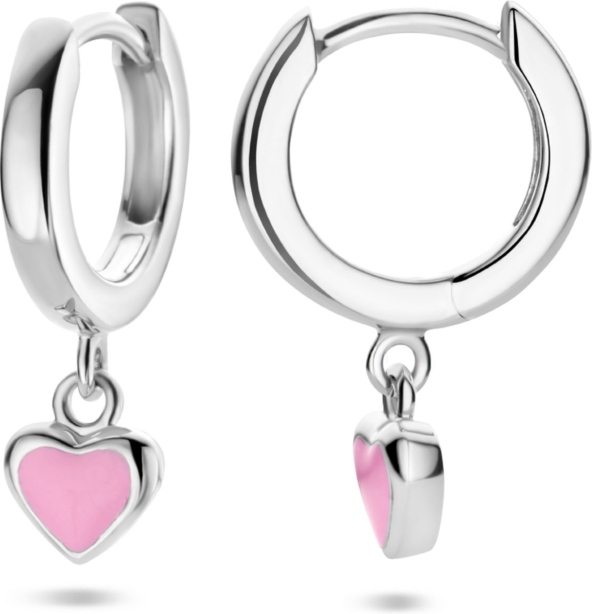 Yep! klapoorringen hart emaille - 11.5 mm - Zilver
