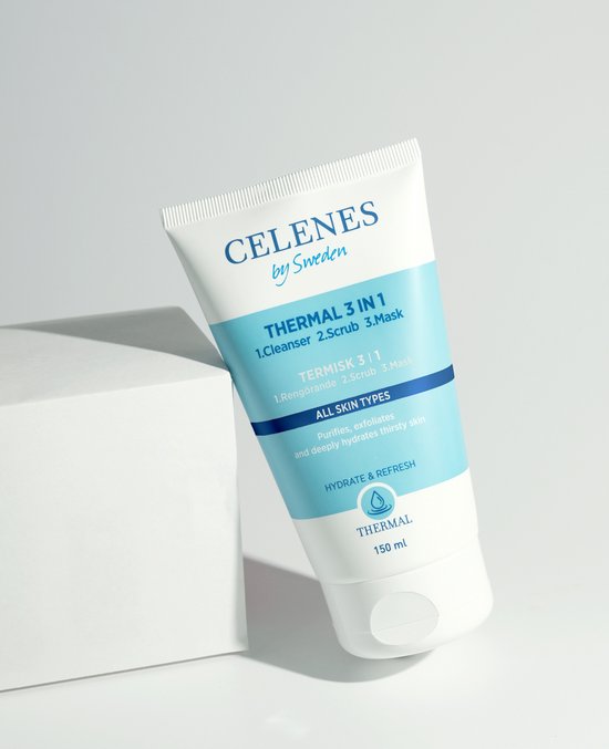 CELENES by Sweden - Nettoyant thermique 3 en 1 - 150 ml. - Gommage/Masque - Tous types de peaux