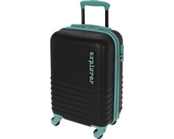 Cabine handbagage reis trolley koffer - zwenkwielen - 34 x 22 x 52 cm - 30 liter - zwart/mint - cijferslot