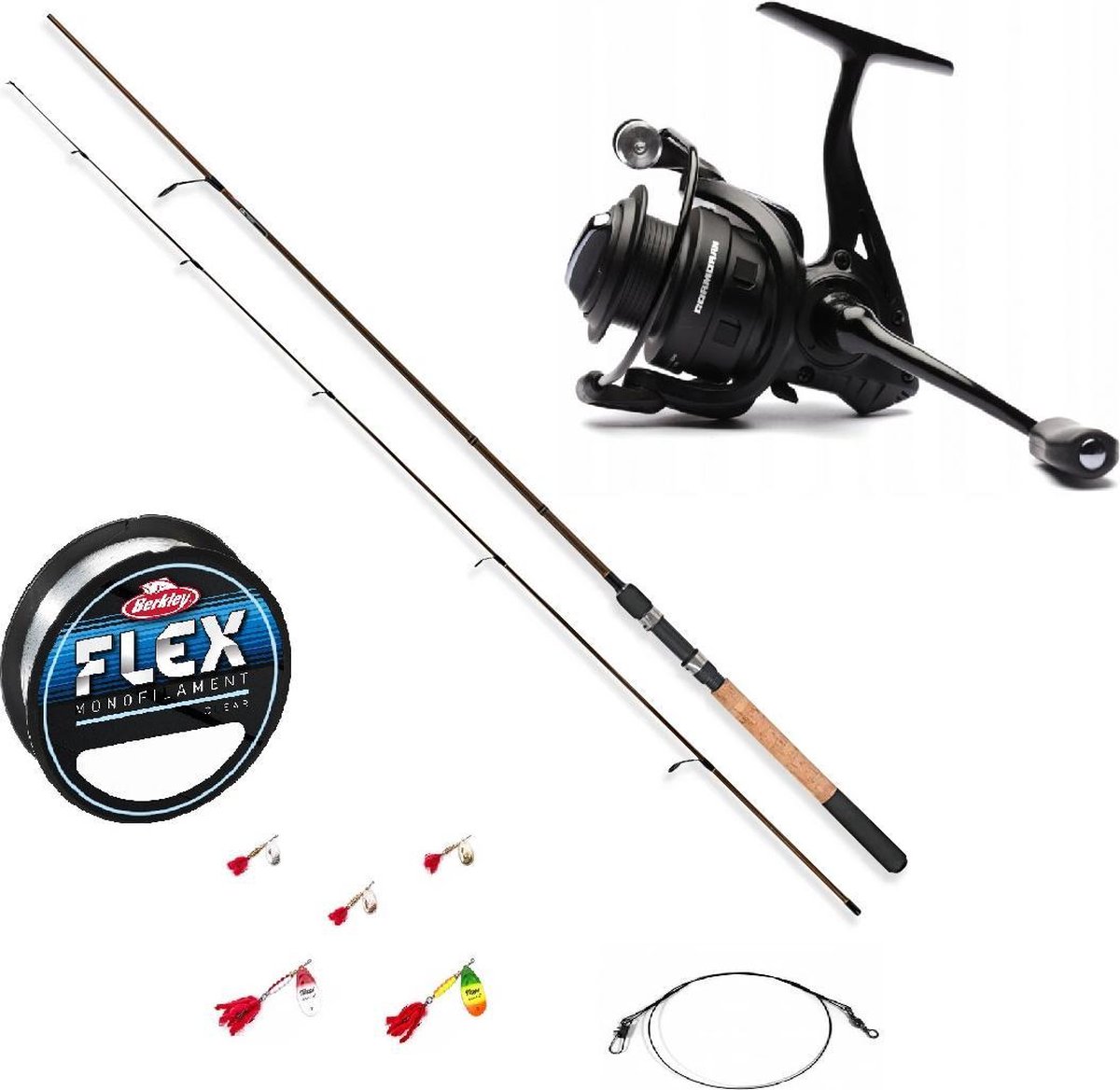 Hengelset - Spinhengel Robinson Ashigari Pearch Spin - Cormoran Sportline Werpmolen - inclusief nylon, spinners en onderlijnen