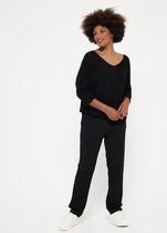 LOLALIZA Gebreide trui met driekwartsmouw - Zwart - Maat L/XL
