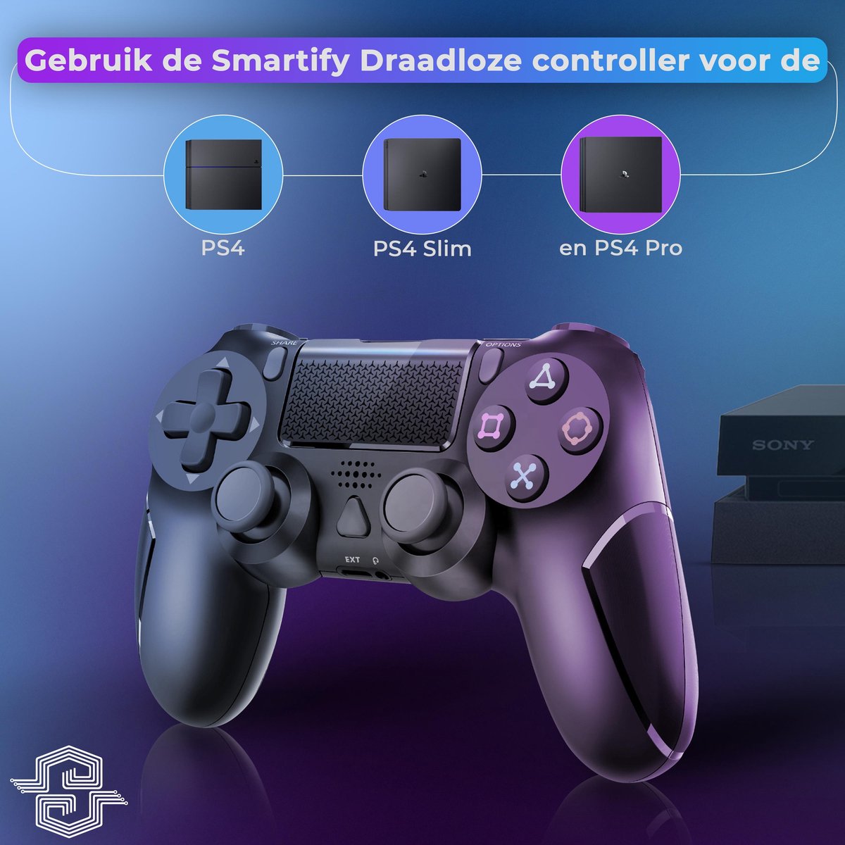Smartify Controller V2 - Geschikt voor PS4 - Draadloos - Zwart | bol