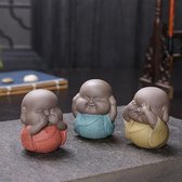 BaykaDecor - Uniek Boeddha Beeldjes Set van 3 - Horen, Zien en Zwijgen Woondecoratie - Three Wise Monks - Geluk - Keramiek - 7 cm