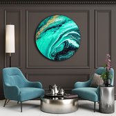 KEK Original - Abstract Green - wanddecoratie - 60 cm diameter - muurdecoratie - Dibond 3mm -  schilderij - muurcircel