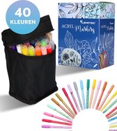 Afbeelding van XL Acryl Stiften Set - 40 Kleuren - 0,7MM - Happy Stones - verfstiften - acrylstiften voor stenen schilderen