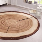 Rond vloerkleed boomstam Bastia - bruin 100 cm rond