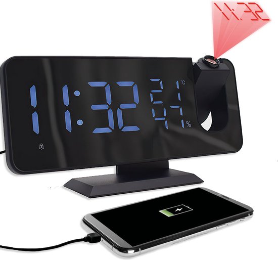 Radio-réveil numérique 3 en 1 MY© avec projection et chargeur USB - Réveil  à