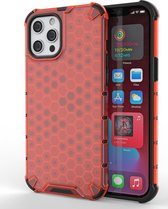 Apple iPhone 13 Pro Max Hoesje - Mobigear - Honeycomb Serie - Hard Kunststof Backcover - Rood - Hoesje Geschikt Voor Apple iPhone 13 Pro Max