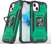 Apple iPhone 13 Pro Max Hoesje - Mobigear - Armor Ring Serie - Hard Kunststof Backcover - Groen - Hoesje Geschikt Voor Apple iPhone 13 Pro Max