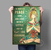 Hippie Girl Yoga Vintage Print Poster Wall Art Kunst Canvas Printing Op Papier Met Waterproof Inkt 13x18cm Multi-color
