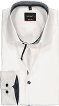 VENTI body fit overhemd - wit twill (zwart contrast) - Strijkvriendelijk - Boordmaat: 40