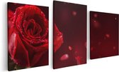 Artaza Canvas Schilderij Drieluik Romantische Rode Roos  - 120x60 - Foto Op Canvas - Canvas Print