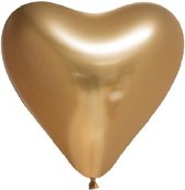 Chrome chroom hart Ballonnen Goud 12 inch=30cm – per 6st.