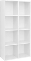 Segenn's Boekenkast - met 8 vakken - Boekenkast van Hout - Als Decoratieve Plank - Vrijstaande Kast - voor Kantoor - Thuis - Wit