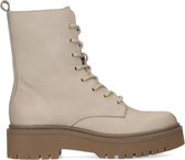 Manfield - Dames - Off white nubuck veterlaarsjes - Maat 38
