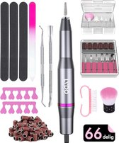Pedicureset electrisch 66 delig - Nagelvijl elektrisch -  Pedicure apparaat - Nagelfrees - Manicure set - Eelt verwijderaar en nagels vijlen - Nail drill machine