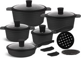 Edënbërg Black Line - 12-delige Luxe Pannenset van Gesmeed Aluminium