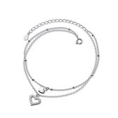 Semyco® double heart enkelbandjes dames zilver 925 - Cadeau voor vriendin