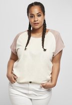 Urban Classics Dames Tshirt -XS- Contrast Raglan Creme/Roze