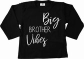 Shirt ik word grote broer-Bekendmaking zwangerschap-big brother vibes-zwart-wit-Maat 104