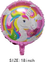 Folie ballon met eenhoorn regenboog happy birthday 46 cm groot