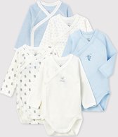 Petit Bateau 5 Pack Baby Overslag Jongens Rompertje - Maat 56